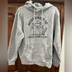 Grey Hooded “Most Likely to Bring Home a Cat” Sweatshirt